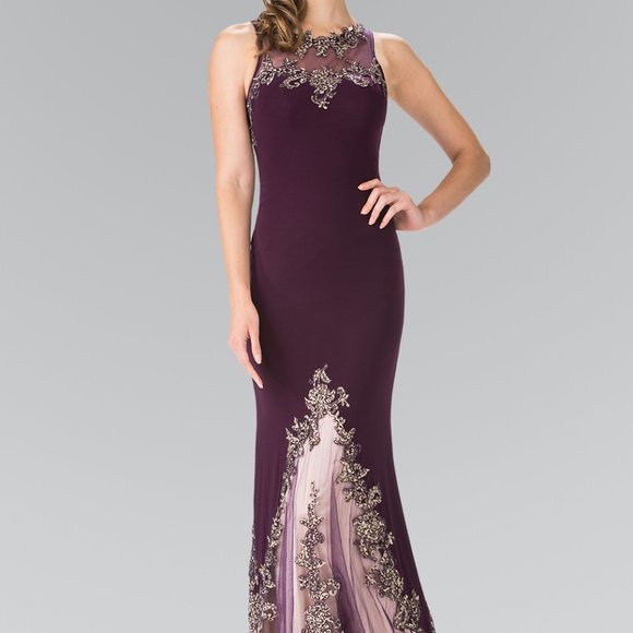 High Neck Sleeveless Sheath Prom Dress GSGL2204